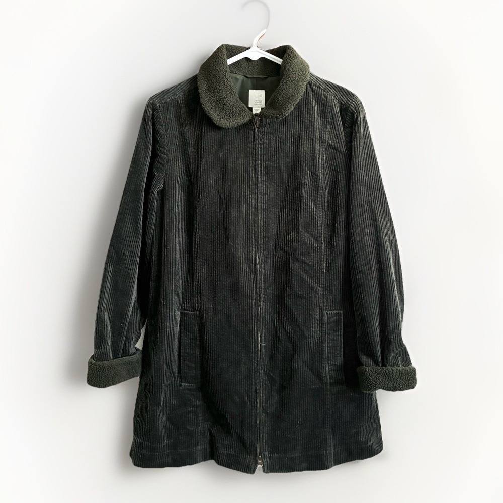 J. Jill Heritage Tumbled Cord Corduroy Full Zip Coat Jacket Green Small